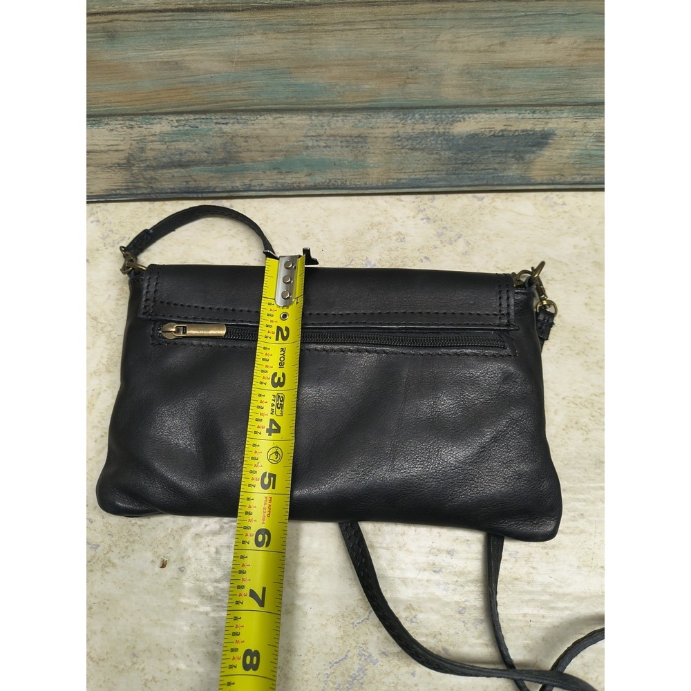 Vera Pelle Italian Black Leather Small Crossbody Purse - Picture 7 of 7